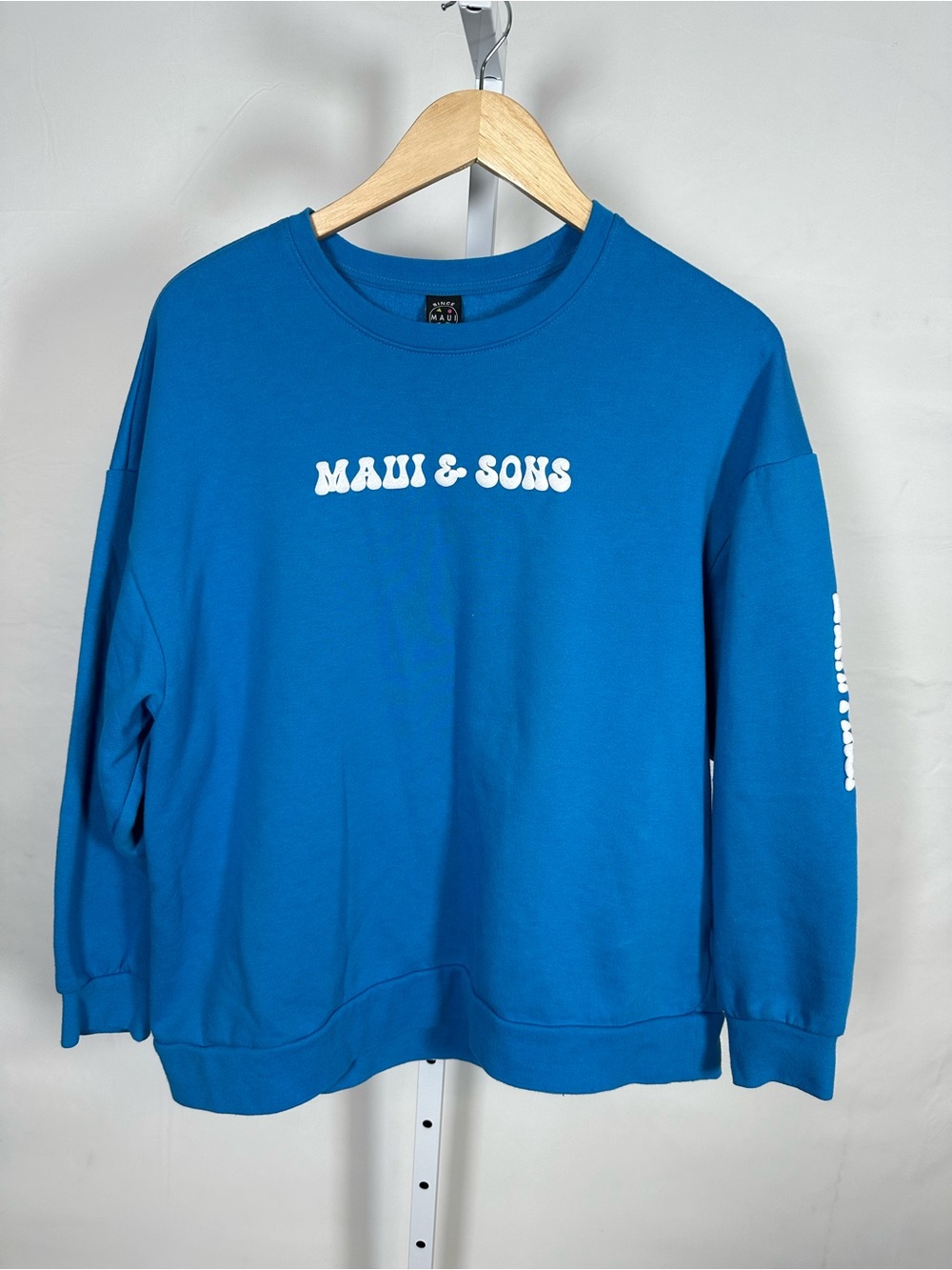 Maui and Sons Bright Blue Crewneck Sweatshirt with White Logo